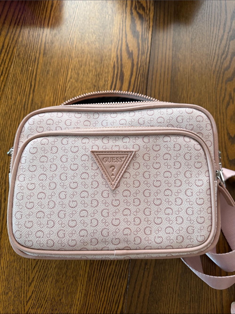 GUESS Blush Pink Monogram Crossbody Bag